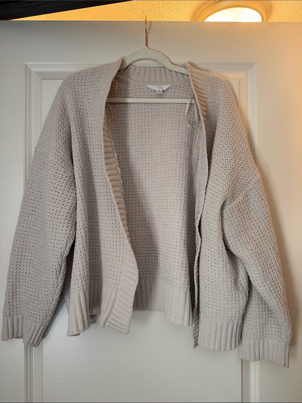 Time and Tru Open-Front Knit Cardigan - Light Beige
